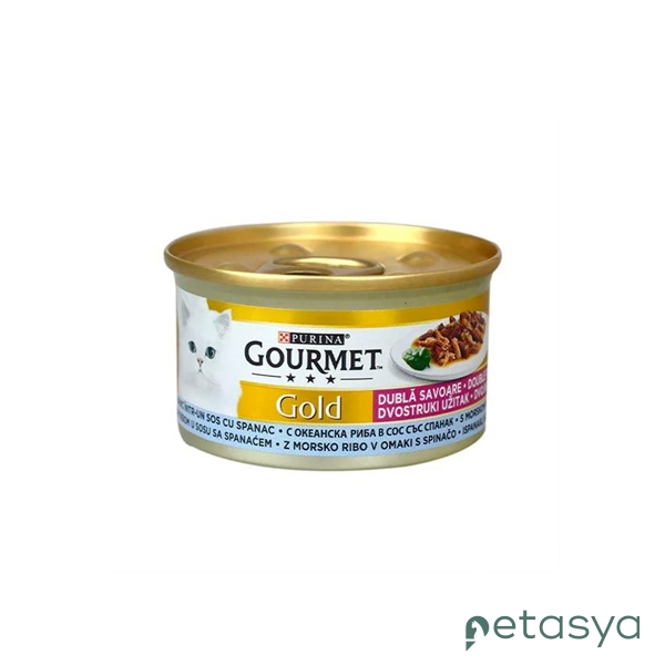 Gourmet Gold Sos İçinde Parça Etli  Okyanus Balığı ve Ispanaklı Kedi Konservesi 85 Gr