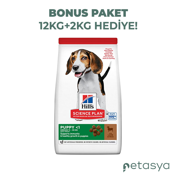 Hills Puppy Medium Healthy Development Kuzulu  Orta Irk Yavru Köpek Maması 12kg + 2kg HEDİYE!