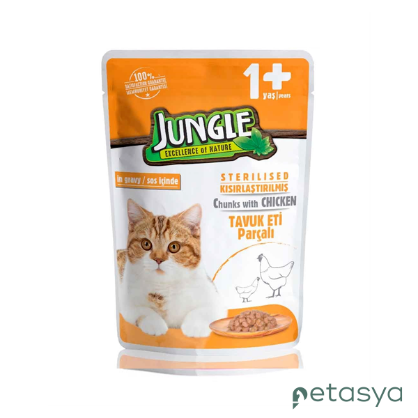 Jungle Pouch Jöleli Tavuklu   Kısırlaştırılmış Kedi Konservesi 100gr
