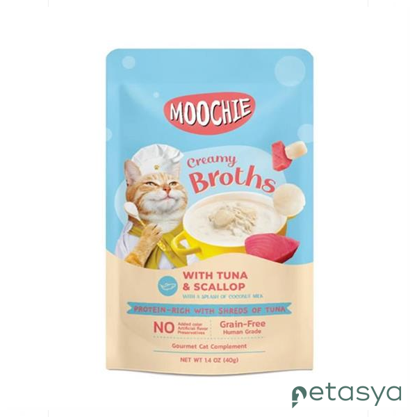MOOCHIE Parça Ton Balıklı ve Deniz Taraklı  Tahılsız Kedi Çorbası 40gr