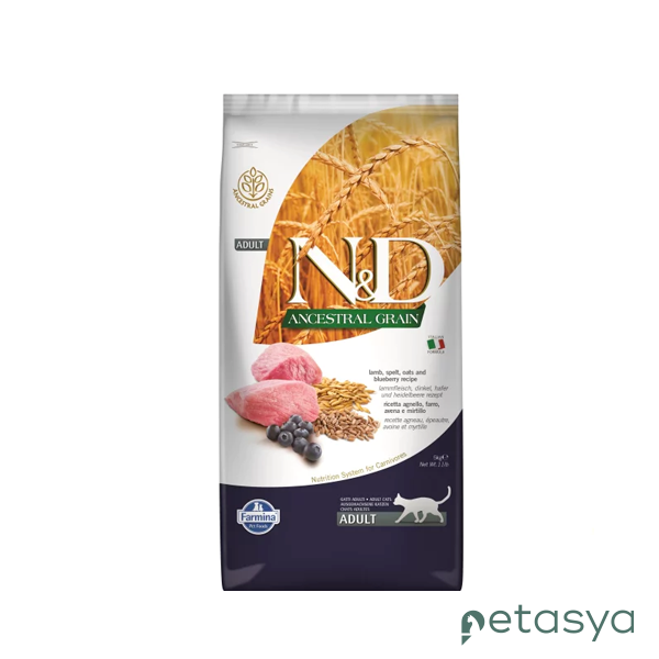 N&D Ancestral Grain Kuzu Etli ve Yaban Mersinli  Ata Tahıllı Yetişkin Kedi Maması 5kg