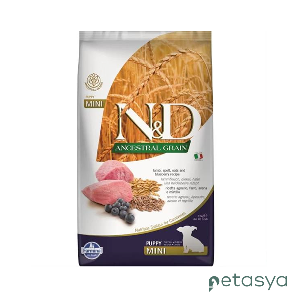N&D Ancestral Grain Kuzu Etli Yaban Mersinli   Küçük Irk Ata Tahıllı Yavru Köpek Maması 2,5 Kg