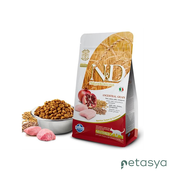 N&D Ancestral Grain Tavuklu ve Narlı Ata Tahıllı   Kısırlaştırılmış Kedi Maması 5kg
