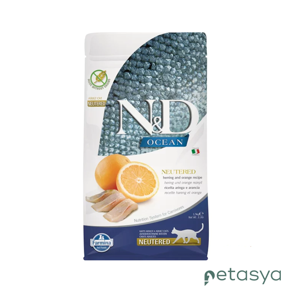 N&D Ocean Ringa Balıklı ve Portakallı Tahılsız  Kısırlaştırılmış Kedi Maması 5kg