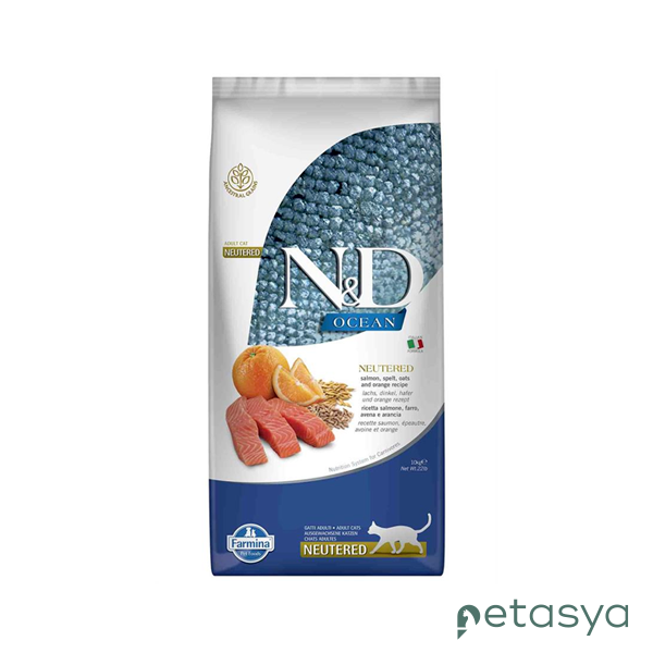 N&D Ocean Somonlu ve Portakallı   Ata Tahıllı Kısırlaştırılmış Kedi Maması 10 Kg