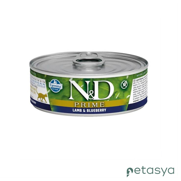 N&D Prime Kuzulu ve Yaban Mersinli   Tahılsız Yetişkin Kedi Konservesi 70 Gr
