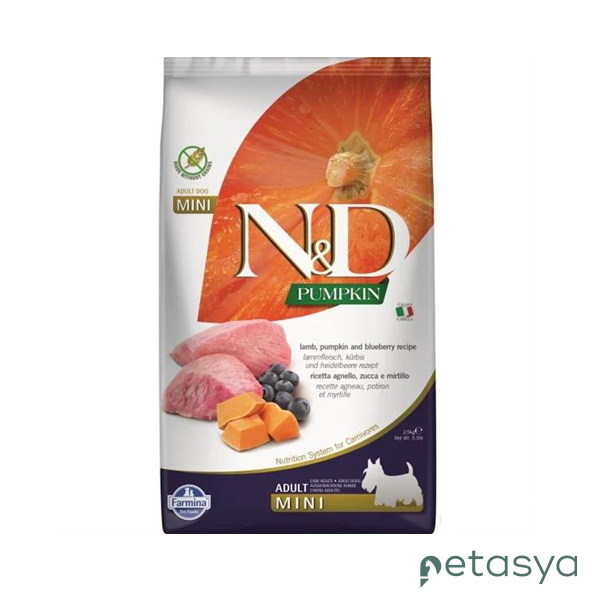 N&D Pumpkin Bal Kabaklı Kuzulu ve Yaban Mersinli   Küçük Irk Tahılsız Yetişkin Köpek Maması 2,5 Kg