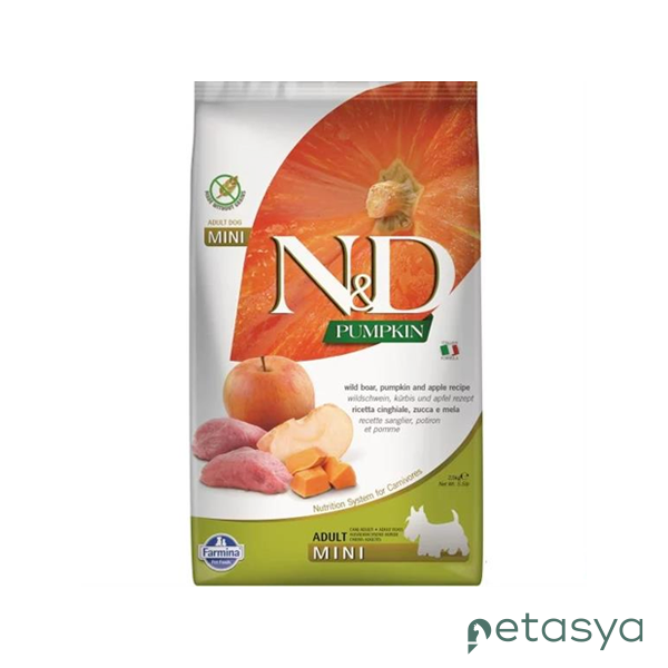 N&D Pumpkin Bal Kabaklı Yaban Domuzlu ve Elmalı  Küçük Irk Tahılsız Yetişkin Köpek Maması 2,5 Kg