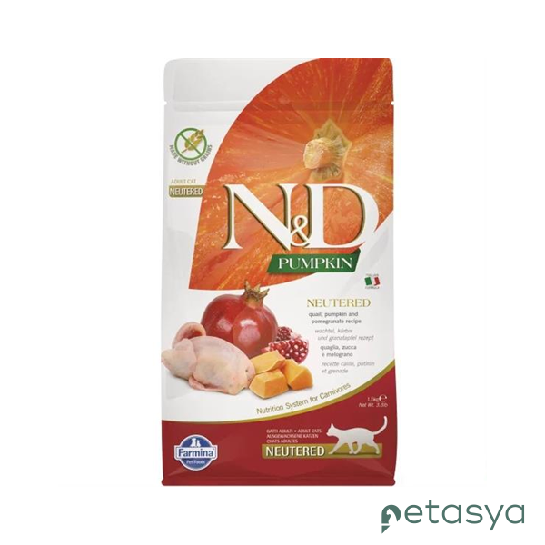 N&D Pumpkin Bıldırcın Etli Bal Kabaklı ve Narlı  Tahılsız Kısırlaştırılmış Kedi Maması 1,5 Kg