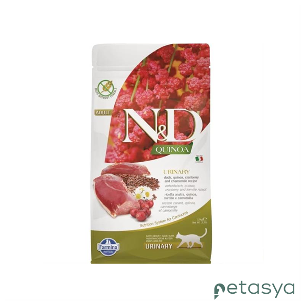 N&D Quinoa Urinary Ördek Etli Kinoalı Kızılcıklı   Tahılsız Yetişkin Kedi Maması 1,5 Kg