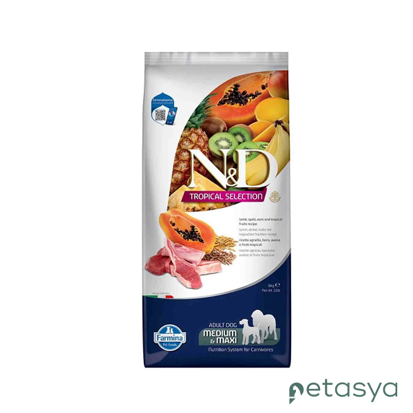 N&D Tropical Selection Kuzu Etli ve  Tropikal Meyveli Orta ve Büyük Irk Yetişkin Köpek Maması 10kg