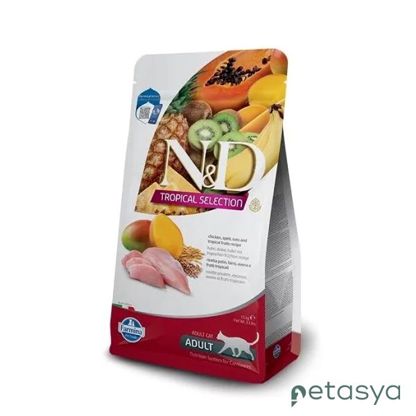 N&D Tropical Selection Tavuklu ve Tropikal Meyveli  Kısırlaştırılmış Yetişkin Kedi Maması 1,5kg