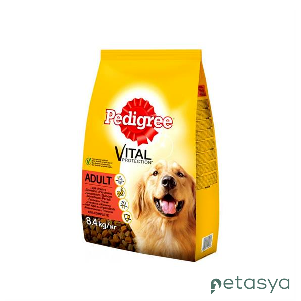 Pedigree Sığırlı ve Kümes Hayvanlı  Yetişkin Köpek Maması 8,4kg