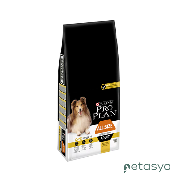 Pro Plan Light ve Kısırlaştırılmış Tüm Irklar için  Tavuklu Pirinçli Yetişkin Köpek Maması 14kg