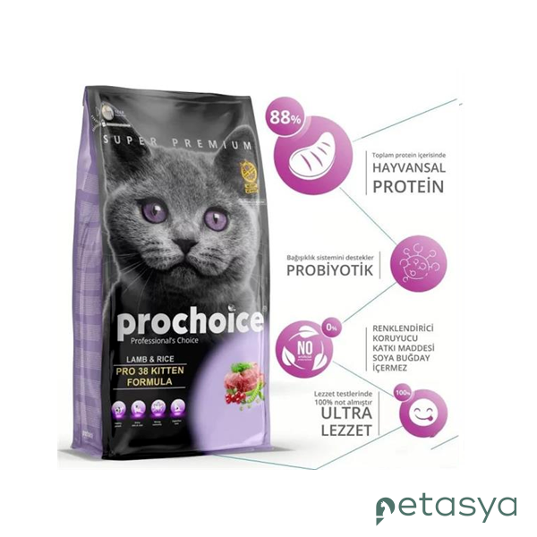 ProChoice 38 Kuzulu ve Pirinçli  Düşük Tahıllı Yavru Kedi Maması 15 Kg