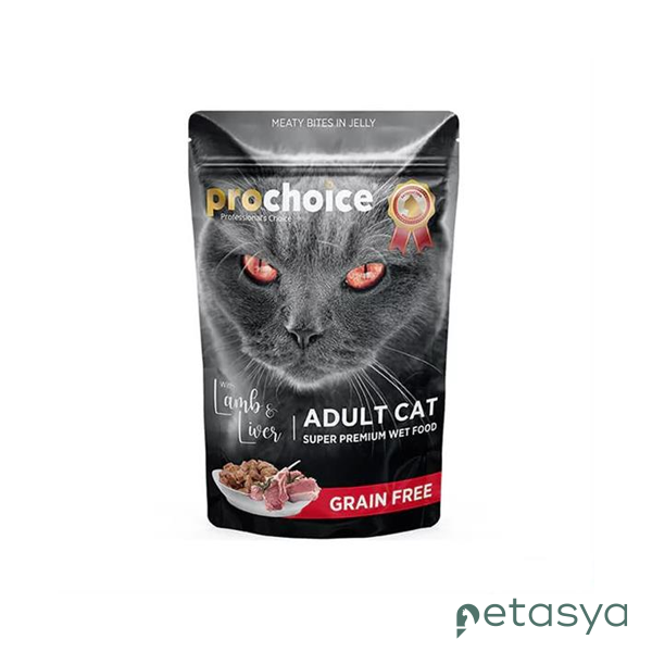 ProChoice Pouch Jöle İçinde Kuzulu ve Ciğerli  Tahılsız Yetişkin Kedi Konservesi 85gr