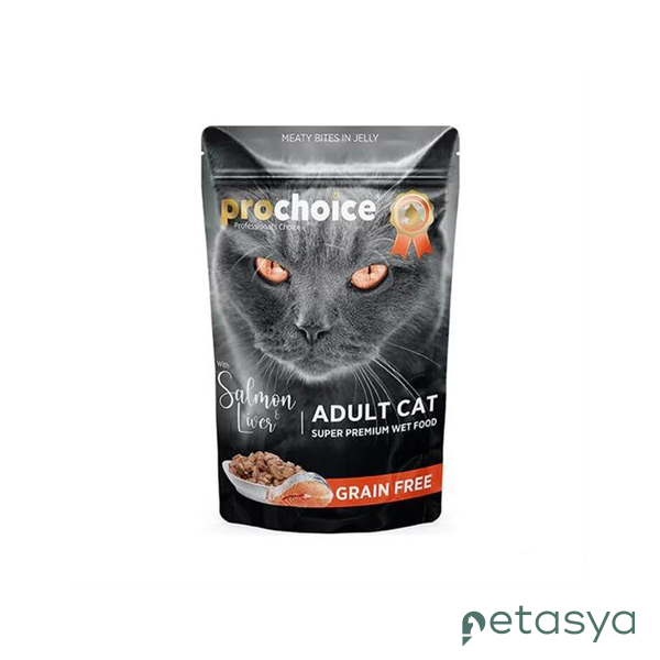 ProChoice Pouch Jöle İçinde Somonlu ve Ciğerli  Tahılsız Yetişkin Kedi Konservesi 85 Gr