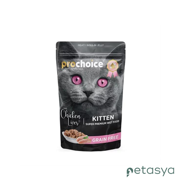ProChoice Pouch Jöle İçinde Tavuklu ve Ciğerli  Tahılsız Yavru Kedi Konservesi 85 Gr