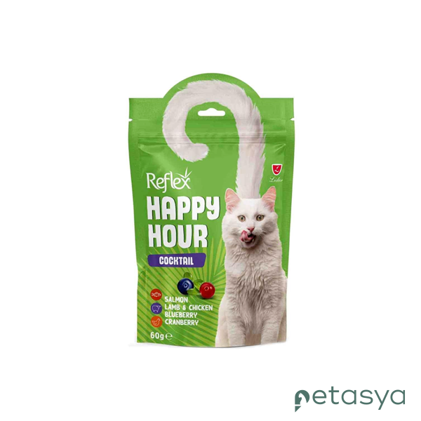 Reflex Happy Hour Cocktail Somonlu, Kuzulu,  Tavuklu ve Yaban Mersinli Kedi Ödül Maması 60gr