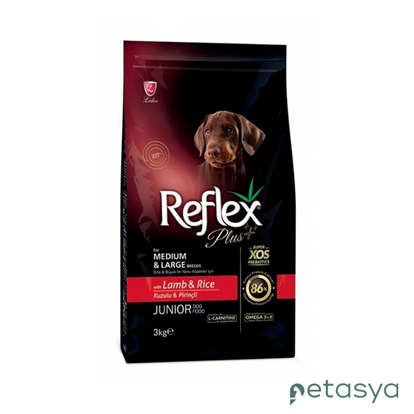Reflex Plus Kuzu Etli ve Pirinçli   Orta ve Büyük Irk Yavru Köpek Maması 3kg