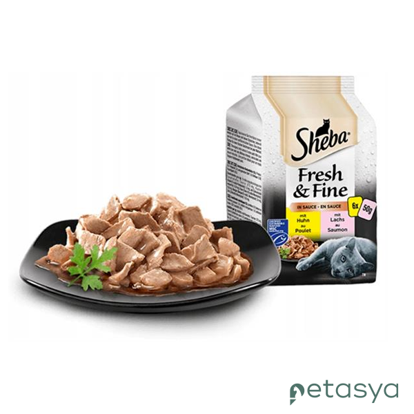 Sheba Pouch Fresh&Fine Sos İçerisinde Somonlu   Yetişkin Kedi Konservesi 50gr (6lı)