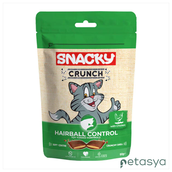 Snacky Crunch Hairball Control Tüy Yumağı Kontrolü  için Tavuklu Kedi Ödül Maması 60gr