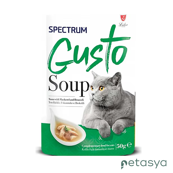 Spectrum Gusto Ton Balıklı,Uskumrulu ve Brokolili  Kedi Çorbası 50gr