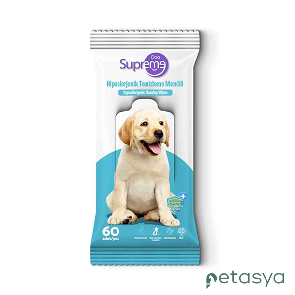 Supreme Dog Hypo-Allergenic Köpekler için  Temizleme ve Bakım Mendili (60lı)