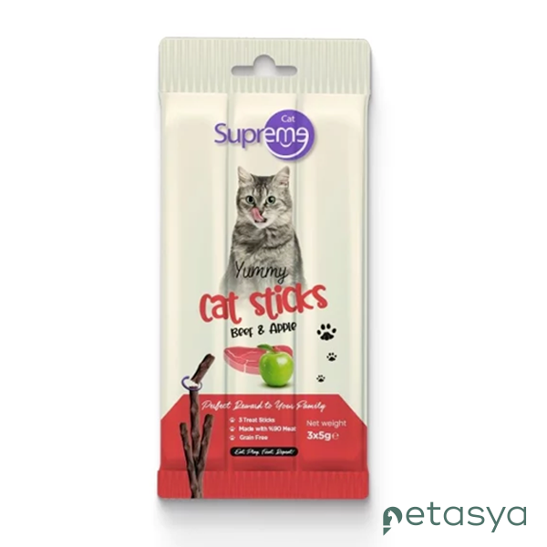 Supreme Sticks Sığır Etli Ve Elmalı  Kedi Ödül Çubuğu 5gr (3lü)