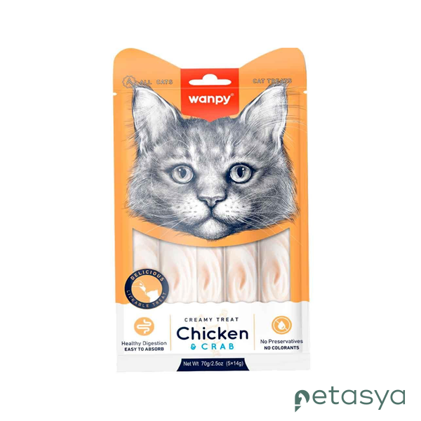 Wanpy Tavuklu ve Yengeçli  Sıvı Kedi Ödül Maması 14gr (5li)