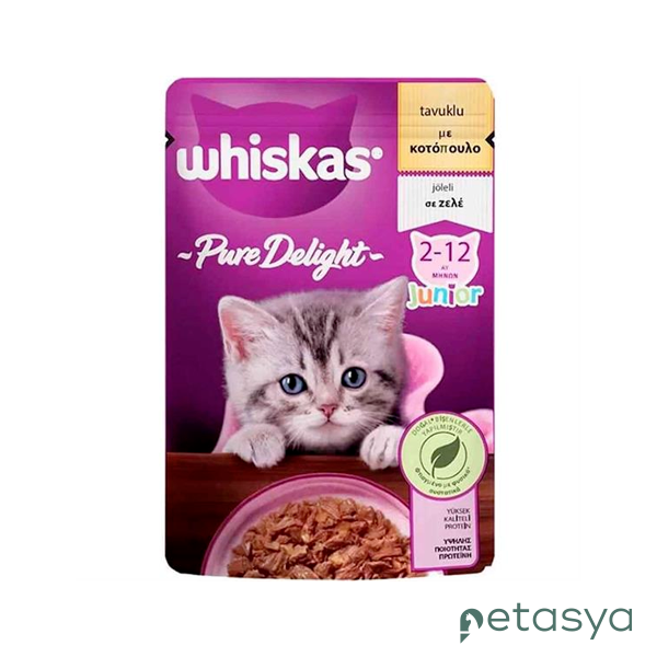 Whiskas Pouch Pure Delight Jöle İçinde  Tavuklu Yavru Kedi Konservesi 85gr