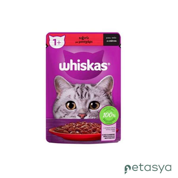 Whiskas Pouch Sos İçinde Sığır Etli  Yetişkin Kedi Konservesi 85gr