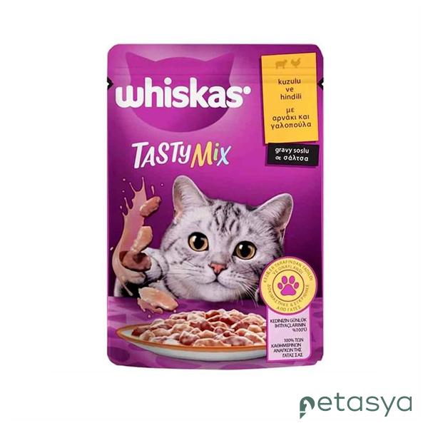 Whiskas Pouch TastyMix Sos İçinde Kuzulu veHindili  Yetişkin Kedi Konservesi 85gr