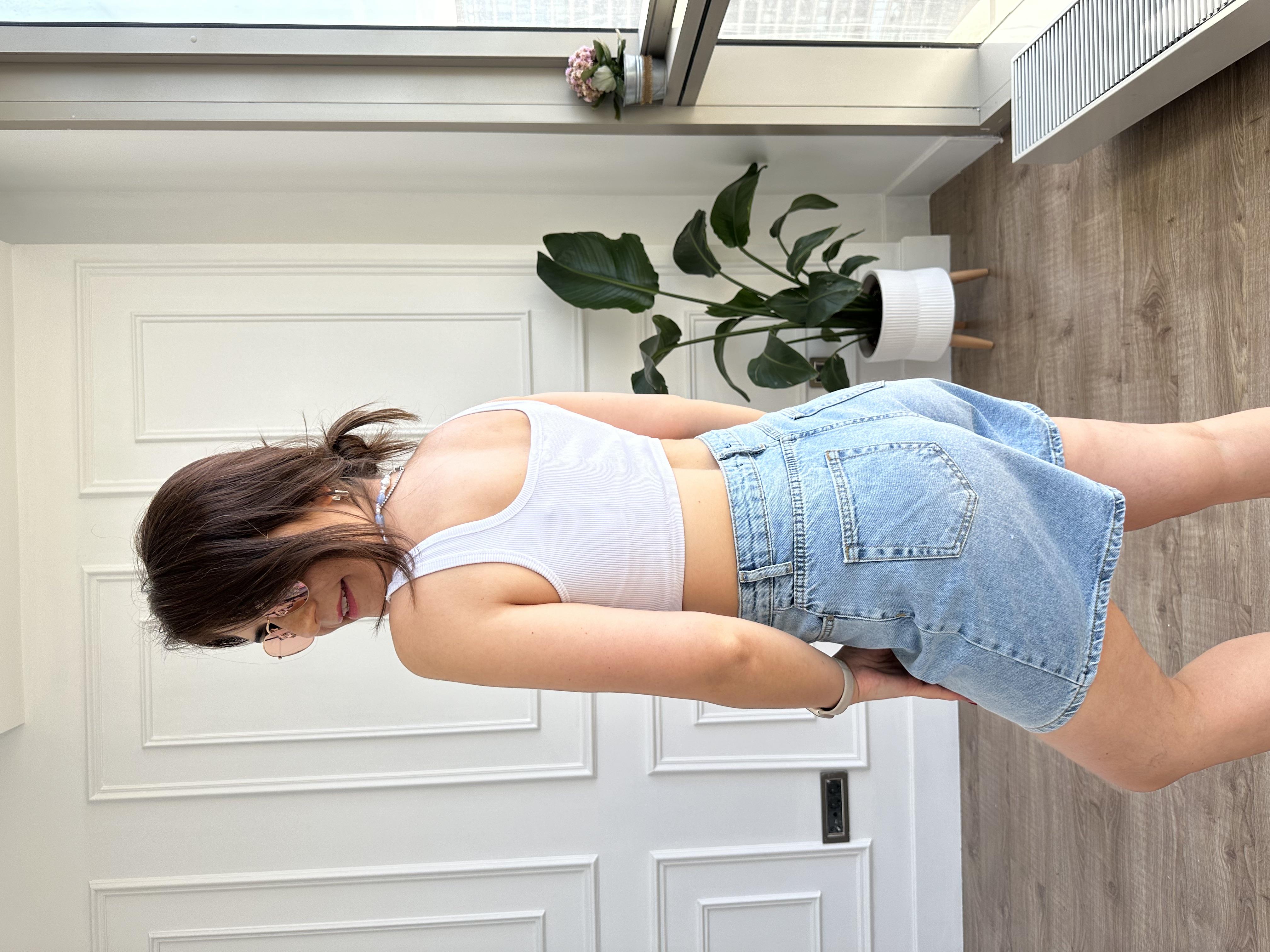 Açık Mavi  Yıkama Denim Şort