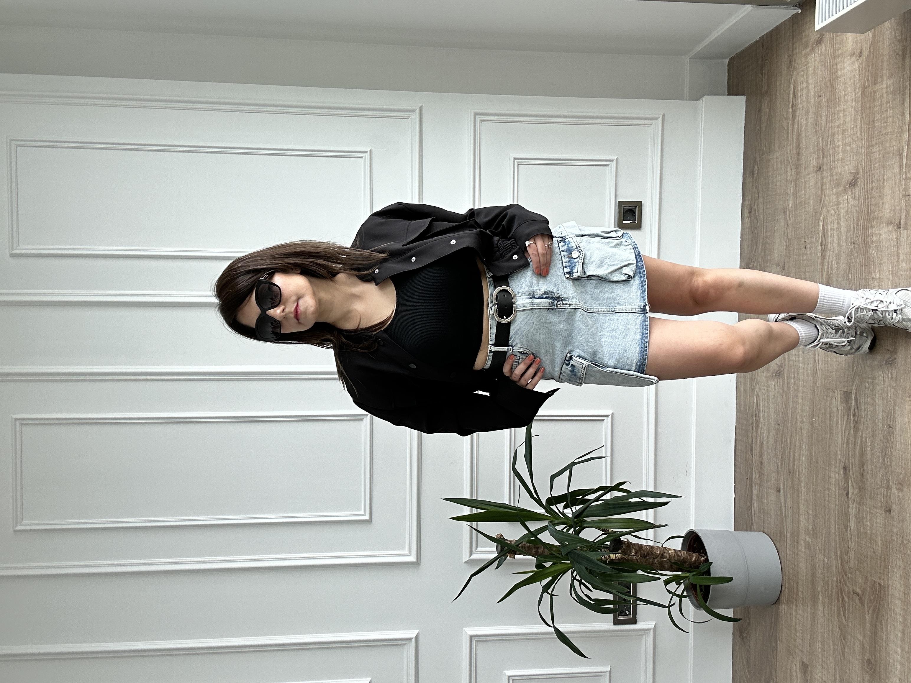 Açık Yıkama Kargo Cep Denim Etek