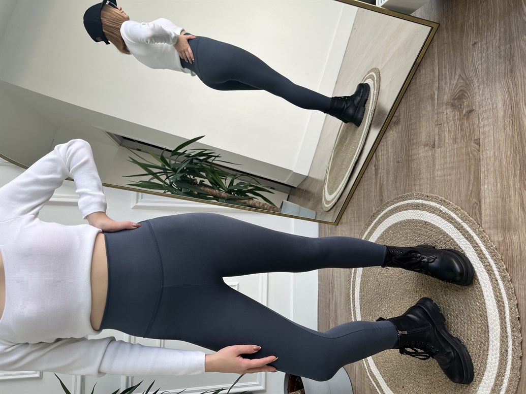Antrasit Nanofit Düz Sporcu Tayt