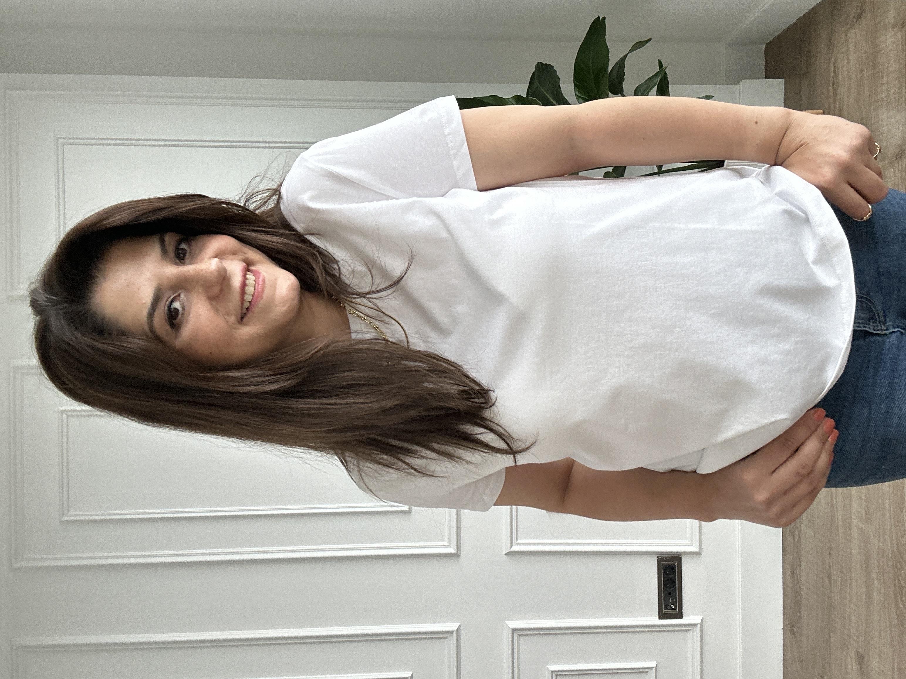 Beyaz Likralı Bisiklet Yaka Basic Örme Tişört