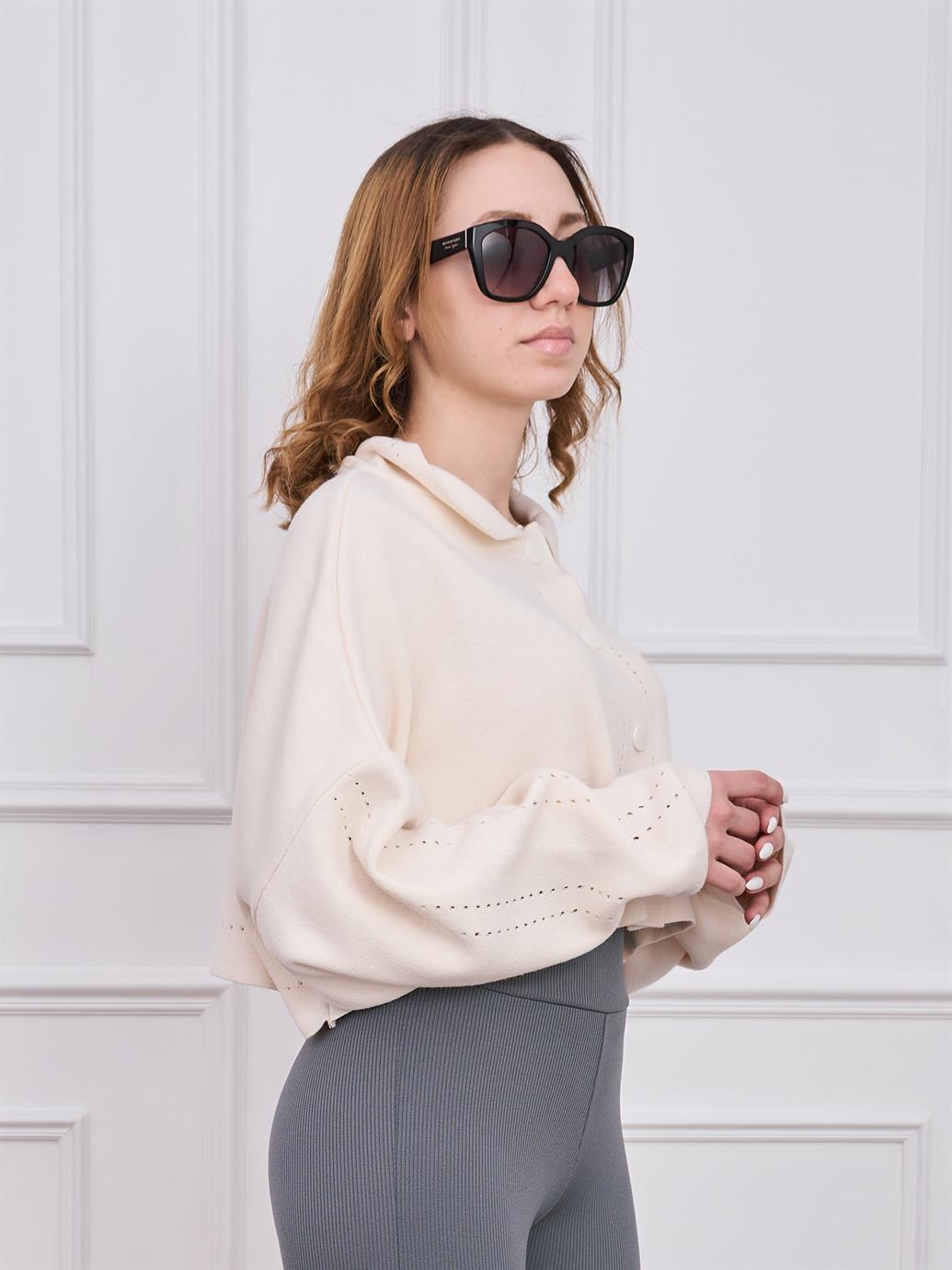 Ekru Crop Triko Hırka