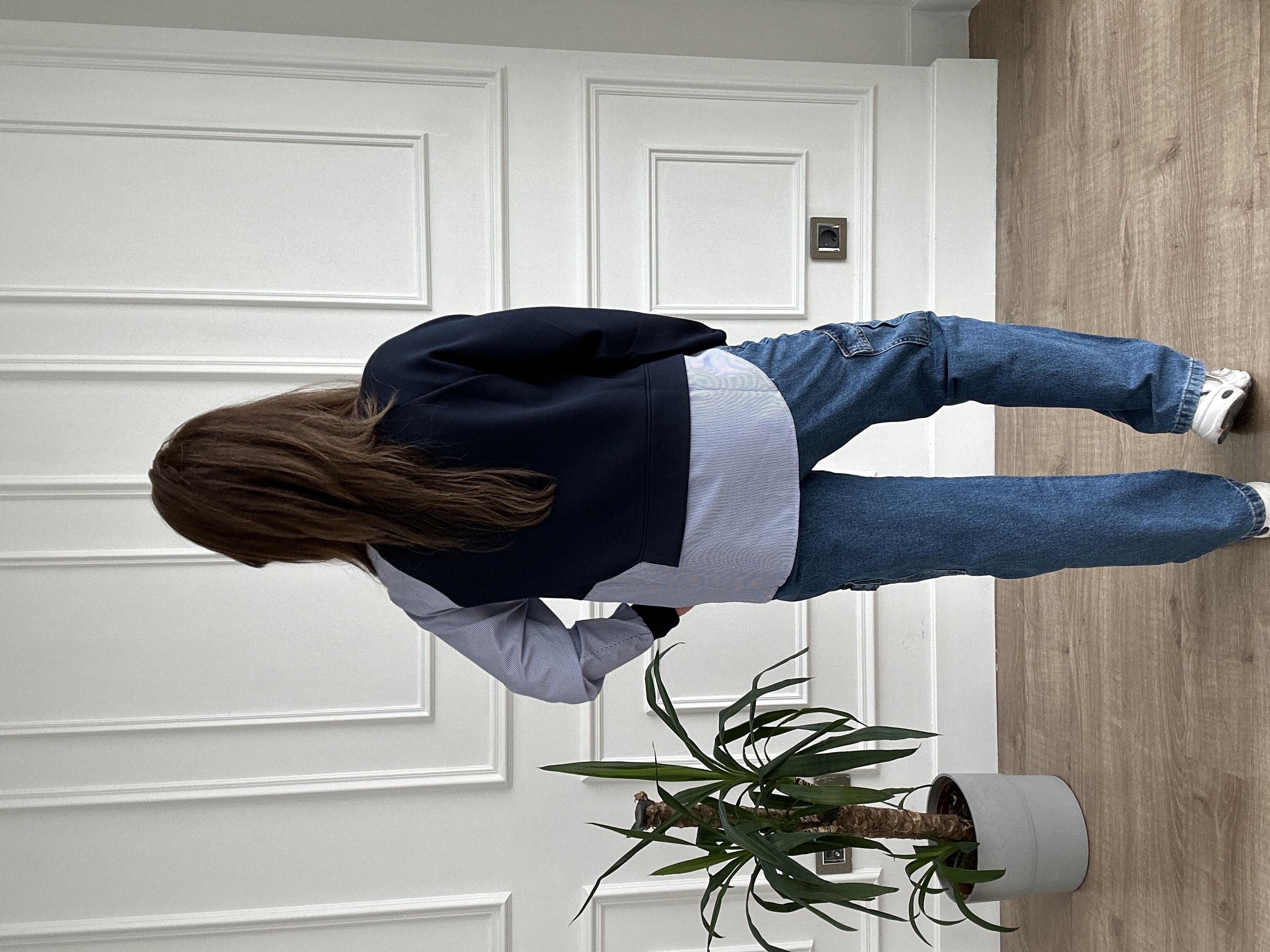 Gömlek Silüet Parçalı Lacivert Sweatshirt