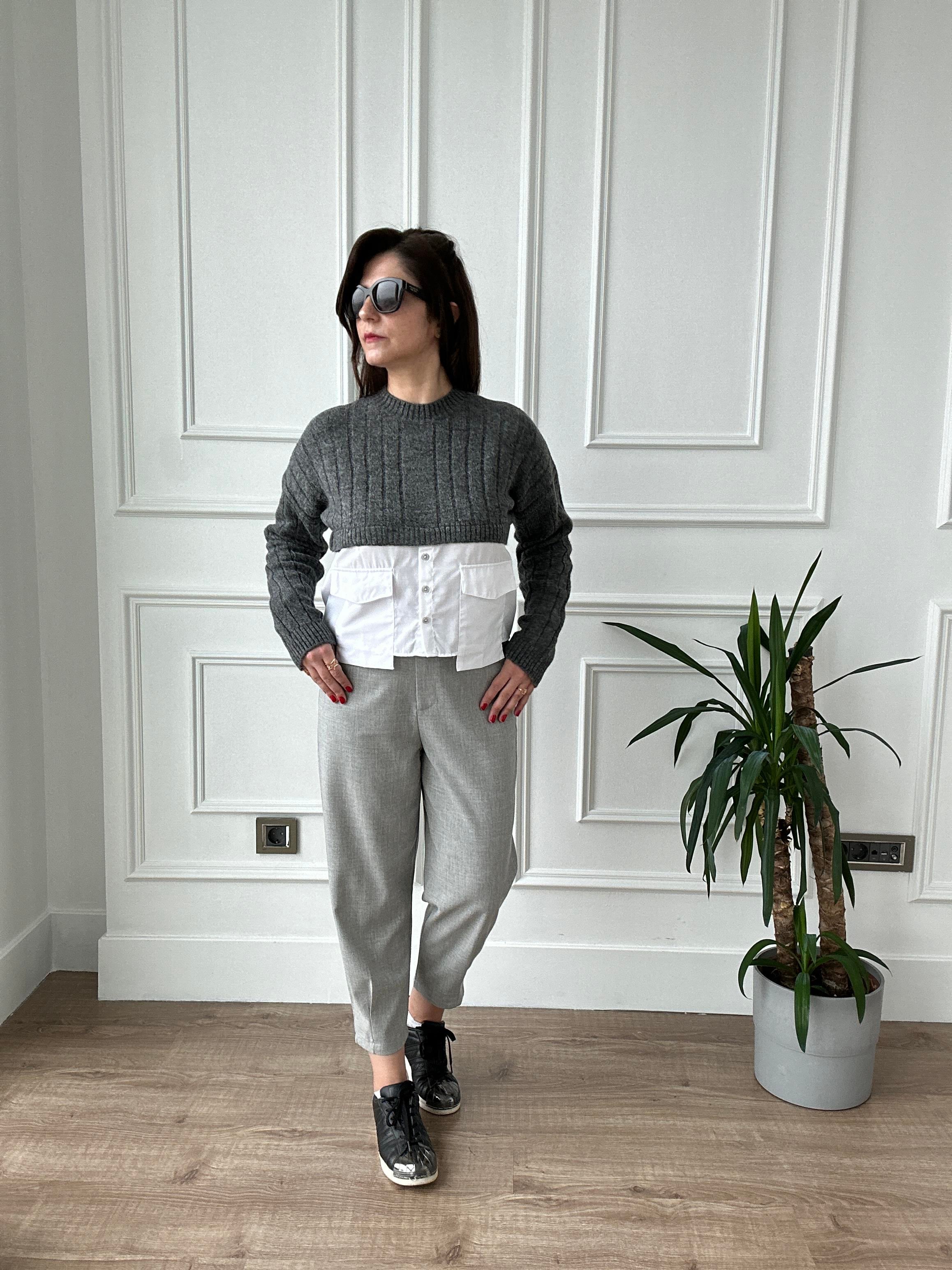 Gri Pens Detaylı Carrot (Havuç) Fit Pantolon