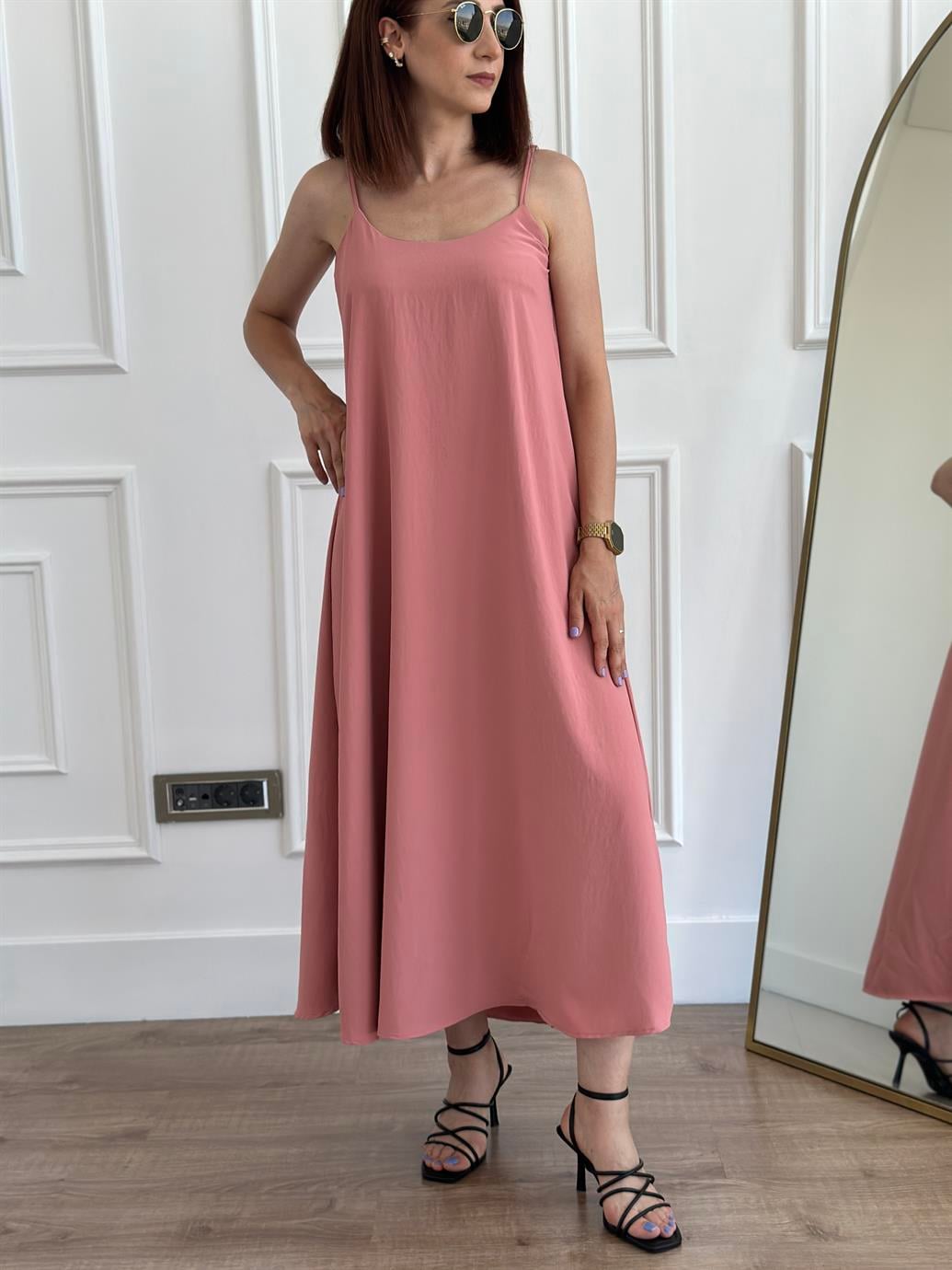 Gülkurusu Askılı Elbise