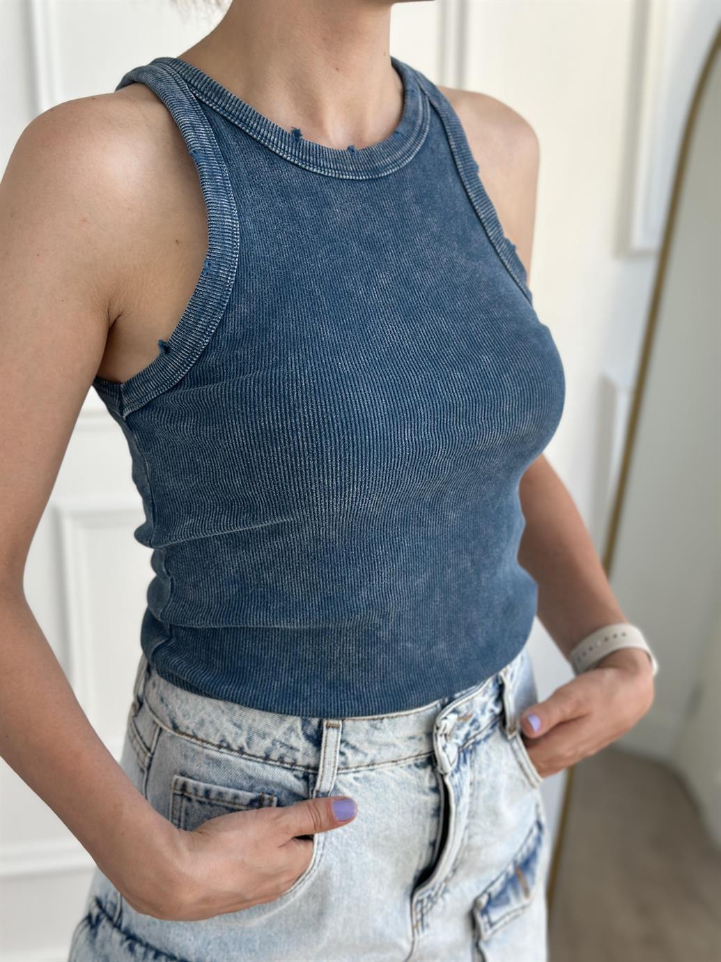 Mavi Denim Yıkamalı Atlet