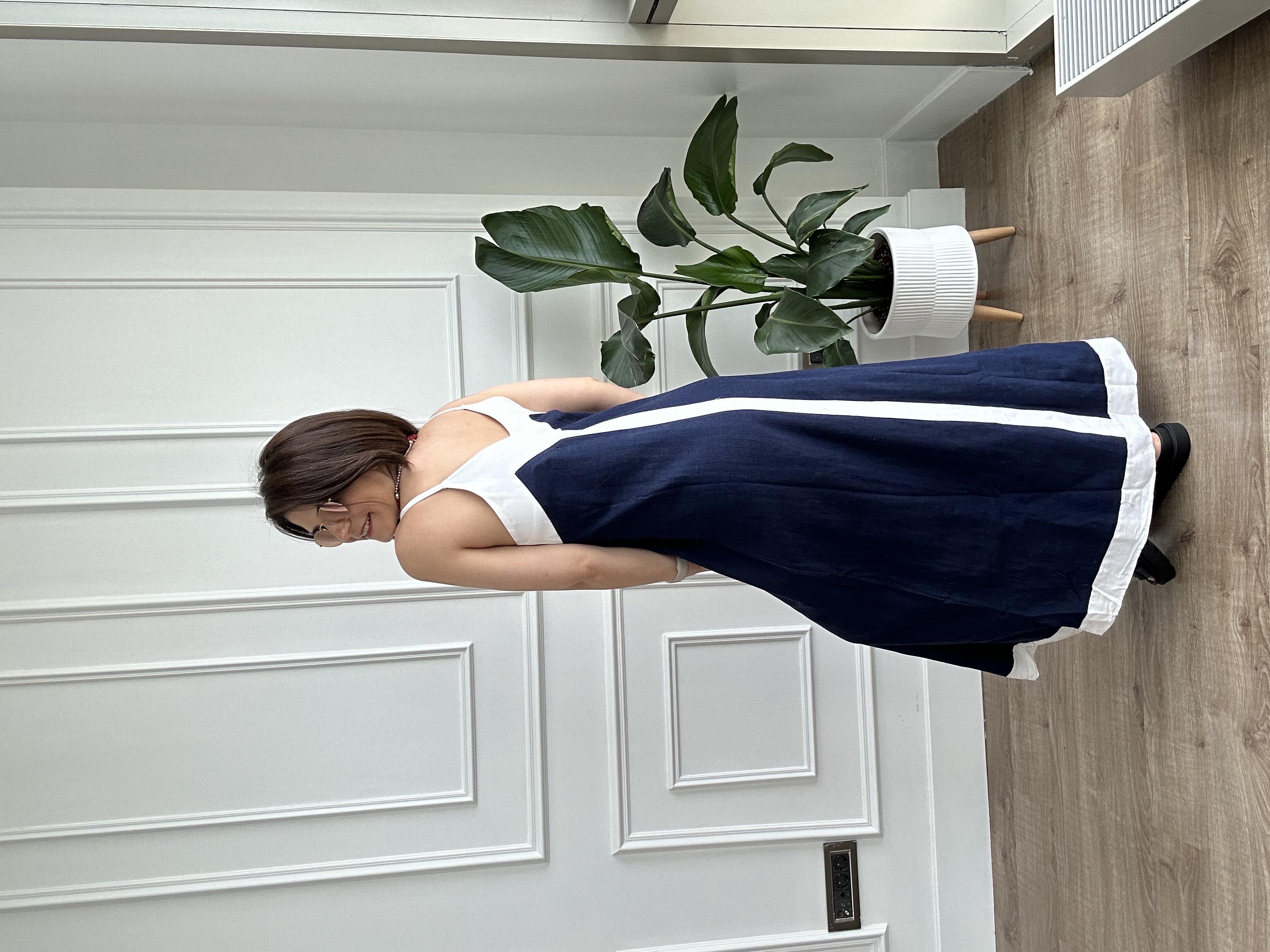 Parçalı Askılı Maxi Boy Elbise