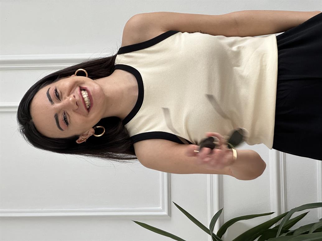 Siyah Biyeli Pamuklu Atlet