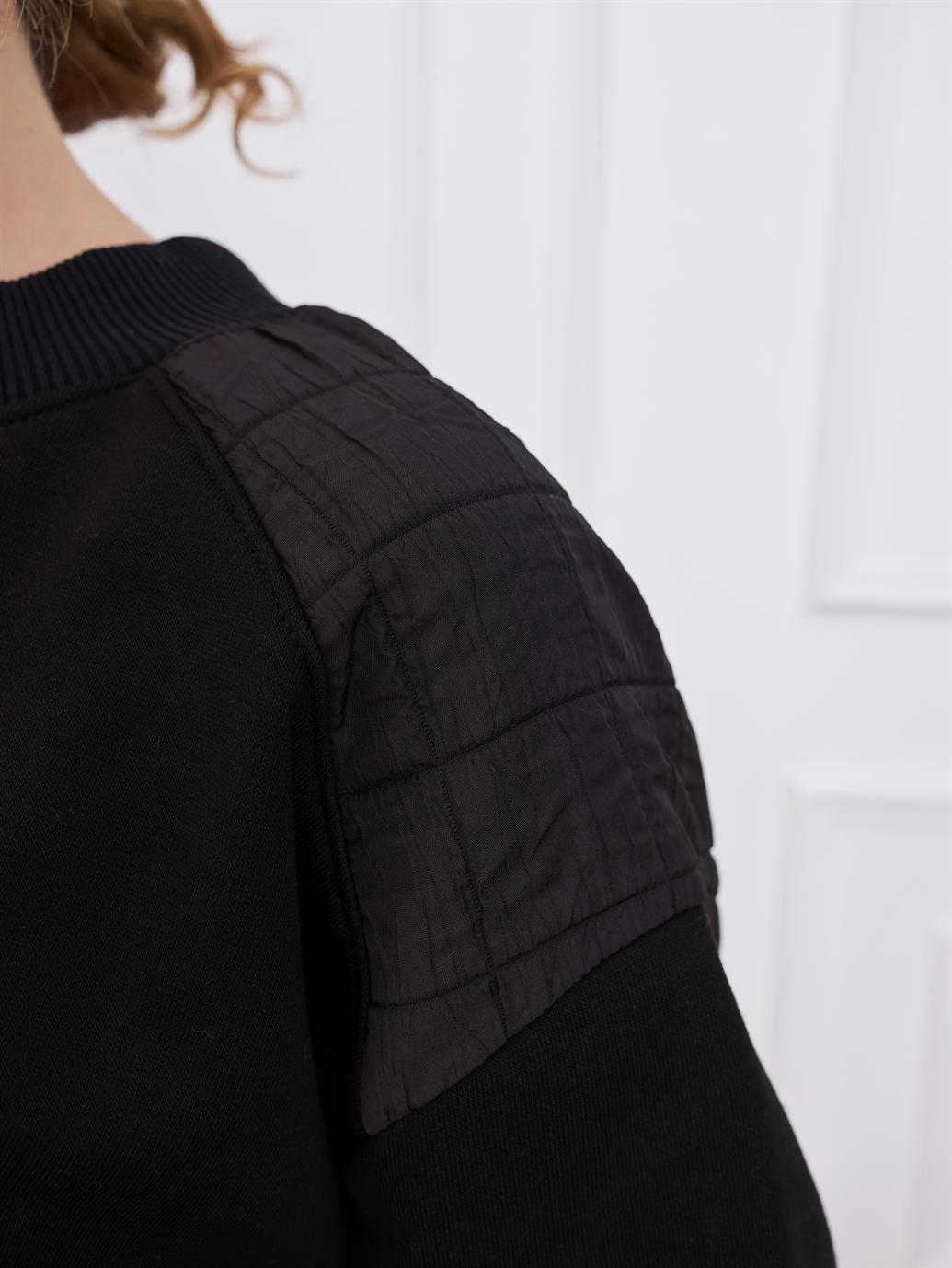 Smile Baskılı Siyah Sweatshirt