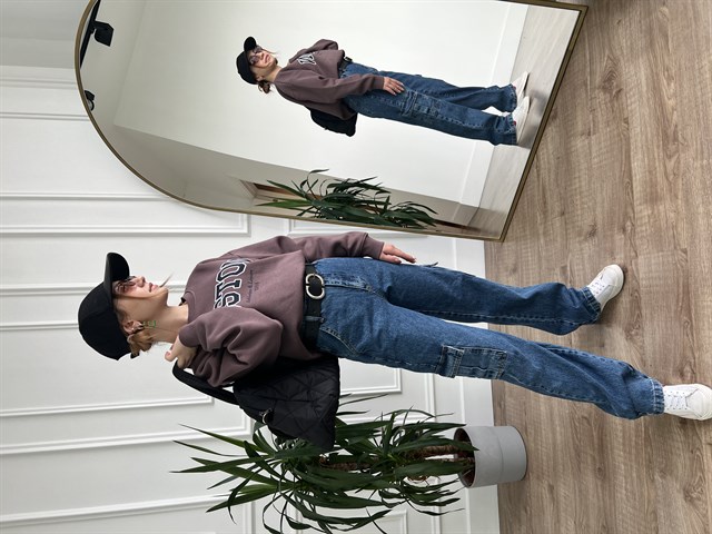 Boston Sloganlı Sweatshirt