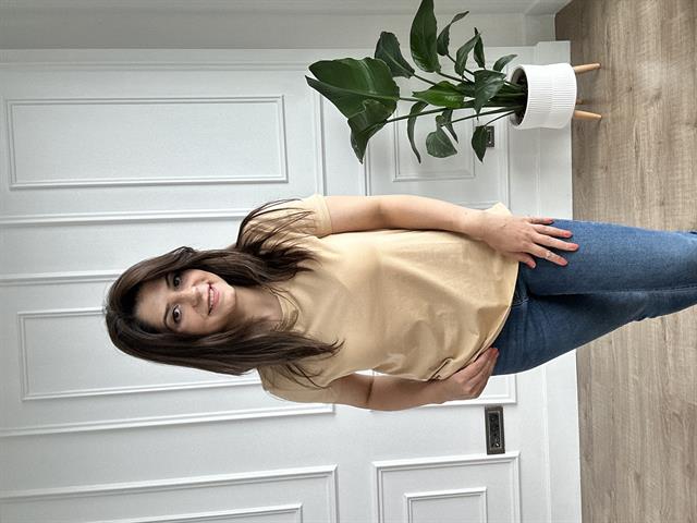 Camel Likralı Bisiklet Yaka Basic Örme Tişört