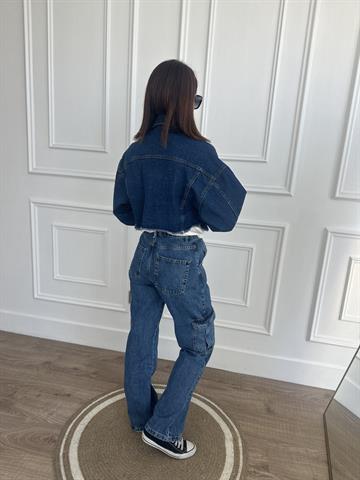 Crop Mavi Denim Ceket