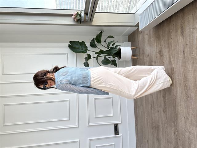 Ekru Beli Lastikli Wide Leg Kumaş Pantolon