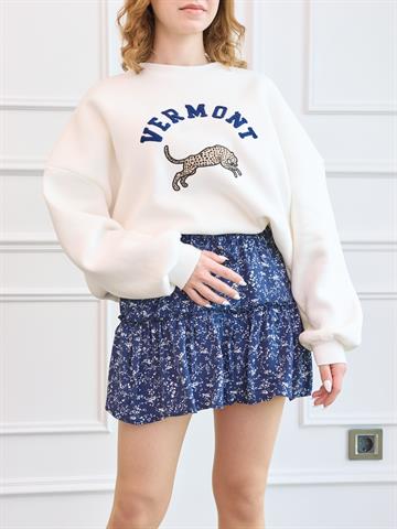 Ekru Süzene Nakışlı Sweatshirt